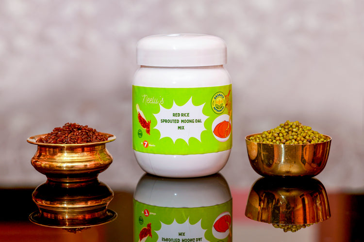 Sprouted green gram and red rice powder