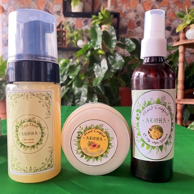 Daily face care combo for oily and combination skin (Oily skin FW+Oily Skin Toner +Papaya Gel)
